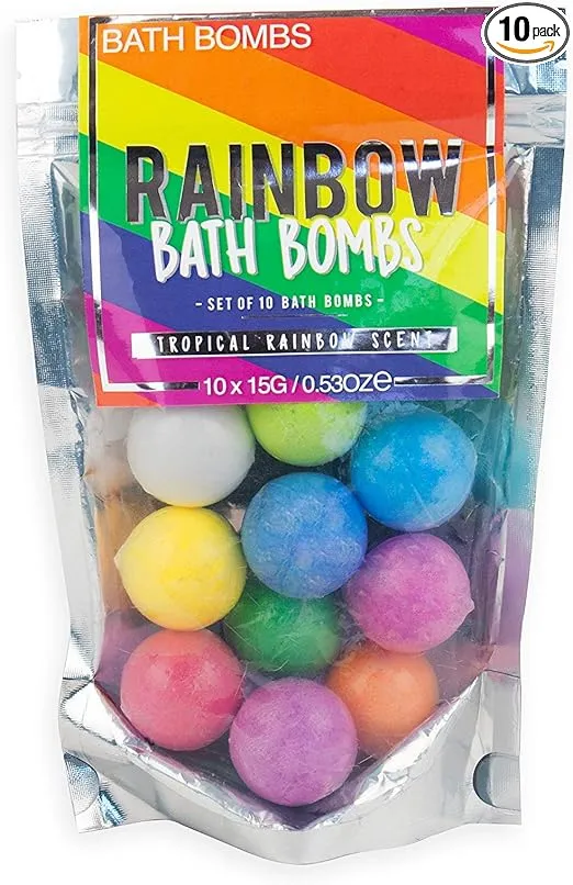 Rainbow Bath Bombs Set of 10 Tropical Scented