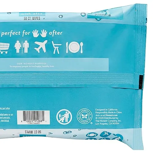 The Honest Company Sanitizing Alcohol Wipes | Kills 99% of Germs, Made With Aloe | Unscented, 150 Count (3 Packs of 50)