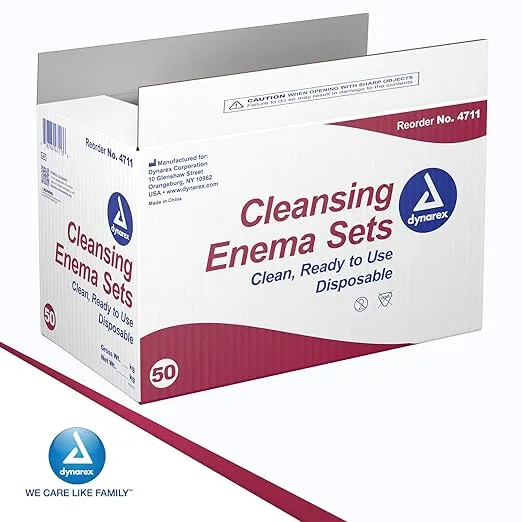 Dynarex Enema Kit - Ready-to-Use Disposable Enema Bag Kit for Colon Cleansing, Digestive Issues, Constipation Relief - 1.6 Quarts, 50 Sets per Bulk Case