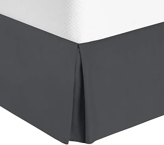 ZOYER Bed Skirting Queen Size 15 Inch Drop - Quadruple Pleated Wrap Around Bed Skirt, Hotel Quality Fade & Wrinkle Resistant Grey Bed Skirts Queen Size