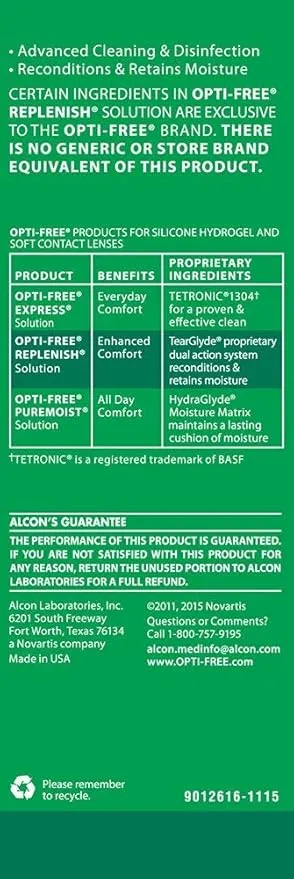 Opti-Free Replenish Multi-Purpose Disinfecting Solution with Lens Case (Pack of 4)