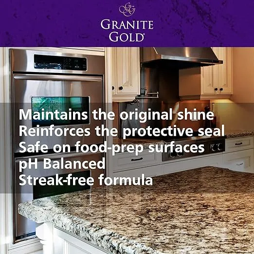 Granite Gold Polish Spray, Streak-Free Shine for Granite, Quartz, Marble, Travertine, Natural Stone Countertops, 24 Fl Oz (Pack of 1)
