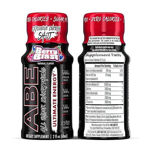 All Black Everything Energy Shots | 12 Pack | 300mg Caffeine | Berry Blast | Zero Sugar | Energy +Â Focus Supplement | Nootropic Blend for Gym or Work