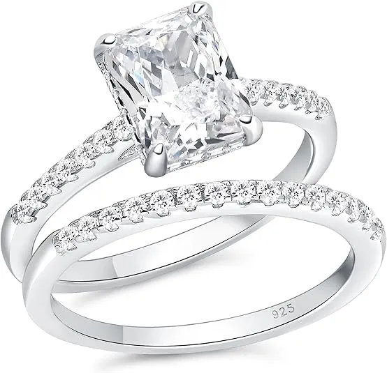 Newshe Jewellery Engagement Rings for Women Wedding Ring Set AAAAA Cz Solitaire Sterling Silver Oval 2.2Ct Size 4-13