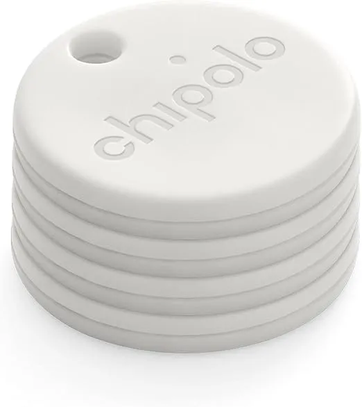 Chipolo ONE Point - 4 Pack - Key Finder, Bluetooth Tracker for Keys, Bag - Works with Google's Find My Device app (Android only) (Off White)