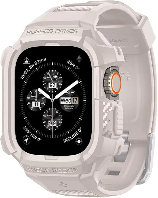 Spigen Rugged Armor Pro Designed for Apple Watch Ultra 2/Apple Watch Ultra Case with Band Rugged Protective TPU Case Band for Apple Watch Ultra 49mm - Dune Beige