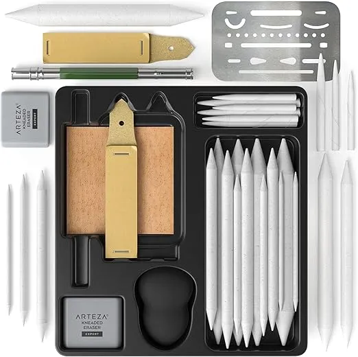 ARTEZA Drawing Kit for Adults, Set of 35 Sketching Tools and Detailing Accessories