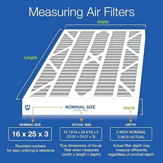 Nordic Pure 16x25x3 (15 13/16 x 24 5/16 x 3) MERV 12 Plus Carbon Trion Air Bear Cub Replacement Air Filters 3 Pack