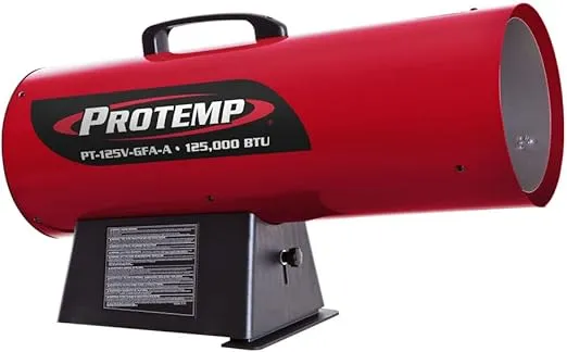 ProTemp 125,000 BTU LP Propane Heater | For Warehouses, Garages, Barns and Workshops up to 3125 Sq feet (PT-125V-GFA-A)
