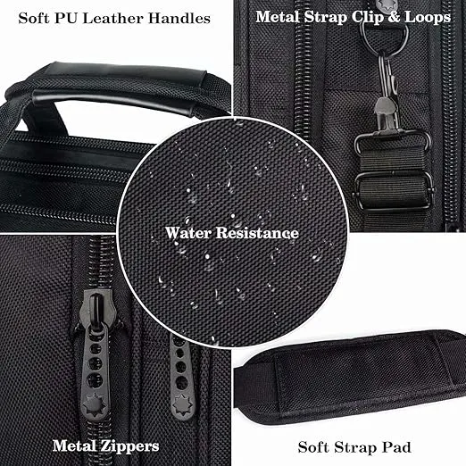 Ytonet Laptop Bag, Expandable Laptop Briefcases for Men Fits 17.3 Inch Laptop Case Computer Bags, Water Resistant Multi Compartments Mens Laptop Work Bag with Luggage Strap for Bussiness Travel, Black