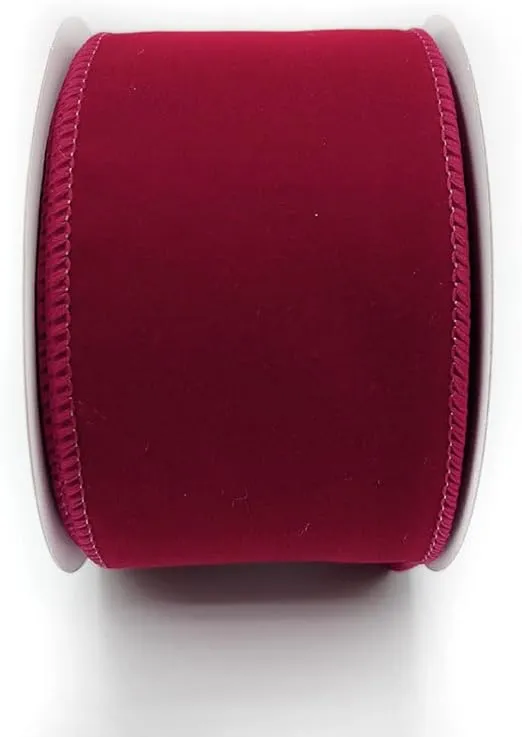 Holiday Velvet Wired Edge Ribbon 2.5" x 10 Yards for DIY Crafting, Gift Wrapping, Home Decor WR 63-5161 (Burgundy (Wine))