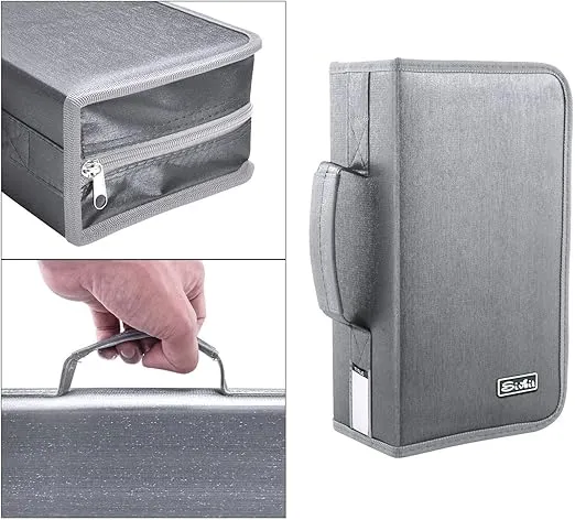 DVD Case Holder, CD/DVD Case Wallet Binder Holder 160 Capacity CD DVD Cases Organizer Portable CD Binder Wallet for Home Travel (Black binder, Silver)