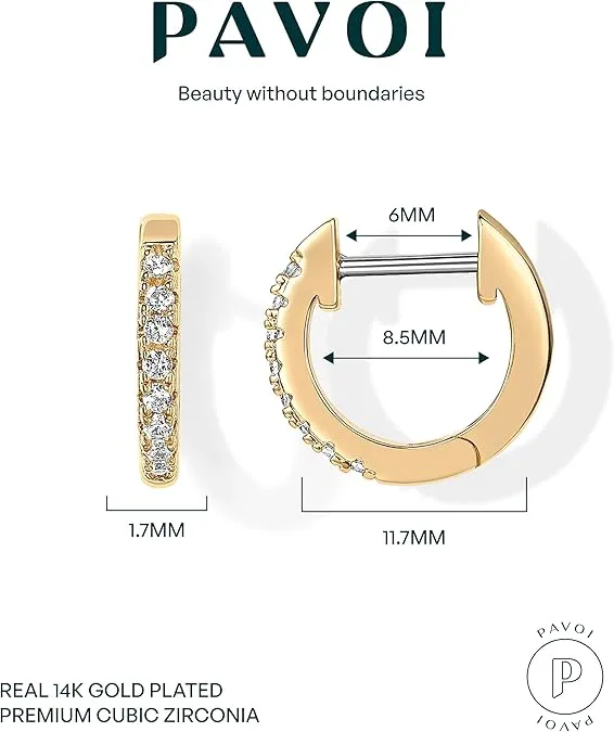 PAVOI 14K Gold Plated Cubic Zirconia Cuff Earrings Huggie Stud