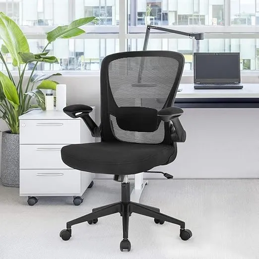 Home Office Chair Ergonomic Desk Chair Mesh Computer Chair Swivel Rolling Executive Task Chair with Lumbar Support Arms Mid Back Adjustable Chair for Men Adults, Black