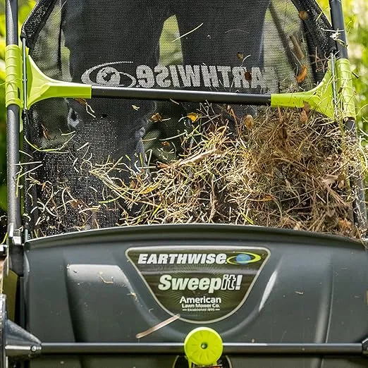 Earthwise LSW70021 21-Inch Width Leaf & Grass Push Lawn Sweeper, Black