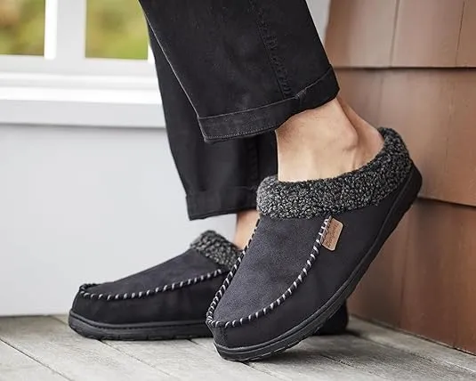 Dearfoams Mens Indoor/Outdoor Breathable Memory Foam Brendan Clog House Shoe Slipper with Wide Widths