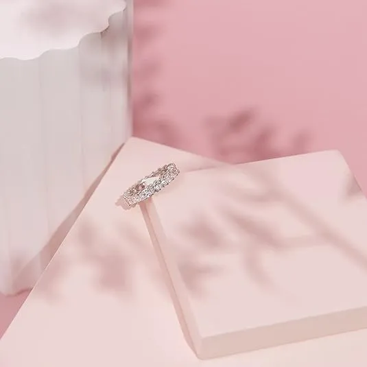 PAVOI 14K Gold Plated Rings Cubic Zirconia Love Ring | 3mm Princess Cut Stackable Rings for Women | Gold Rings for Women