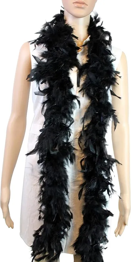 40 Gram 72" Long, Turkey Chandelle Feather Boa, Dancing Wedding Crafting Party Dress Up, Halloween Costume Decoration(black color)