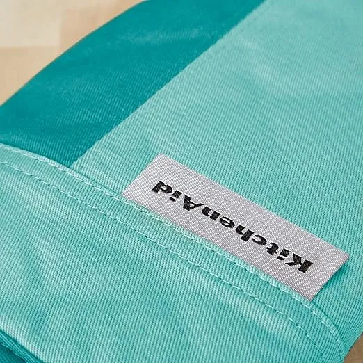 KitchenAid Beacon Two-Tone Non-Slip Oven Mitt Set, Aqua Sky, 5.75"x13", 2 Piece