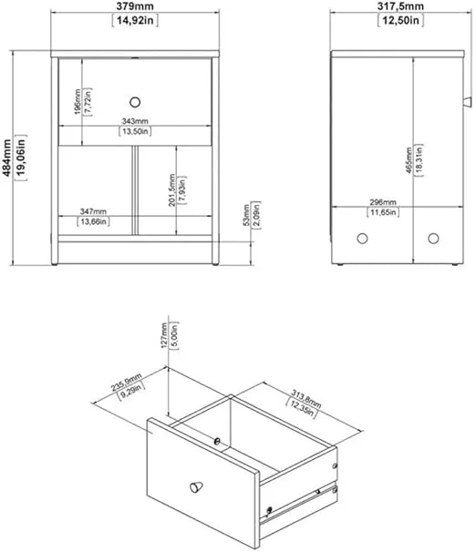 Home Square 2 Piece Modern Wood Dresser and Nightstand Bedroom Set in White