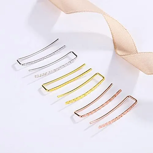 genbz Chic ear climbers Handcrafted Hammered Ear Climber Earrings Minimalist ear crawler Sterling Silver ear crawler earrings