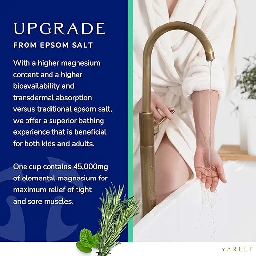 Dead Sea Bath & Foot Soak, Rosemary Peppermint Magnesium Bath Salt Flakes, Alternative to Epsom Salt, 5lbs with Over 250,000mg of Elemental Magnesium Per Bag