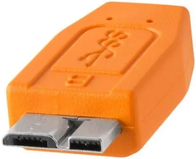 Tether Tools TetherPro USB 3.0 to Micro-B Cable | for Fast Transfer and Connection Between Camera and Computer | High Visibility Orange | 15 Feet (4.6 m)