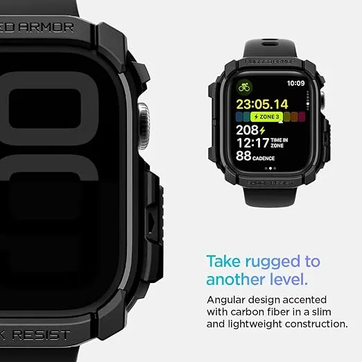 Spigen Rugged Armor Designed for Apple Watch Series 10 46mm Case Durable TPU Case for Apple Watch Series 10 Case 46mm (2024) - Matte Black