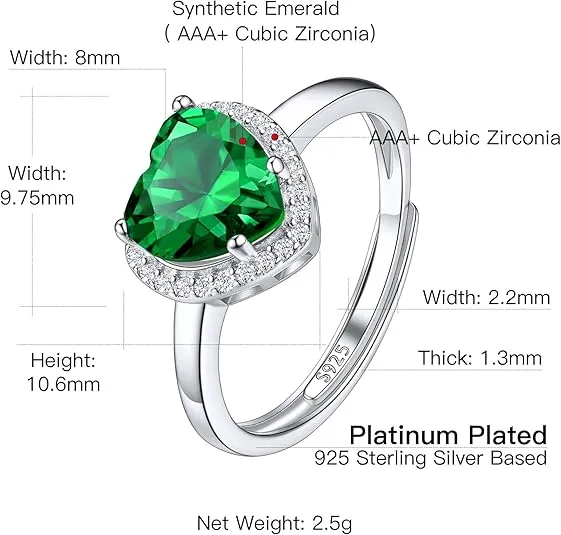 Suplight 925 Sterling Silver Round Shape/Heart/Square/Pear Shape Halo Birthstone Ring, Sparkling Solitaire Engagement Wedding Rings for Women (with Gift Box)