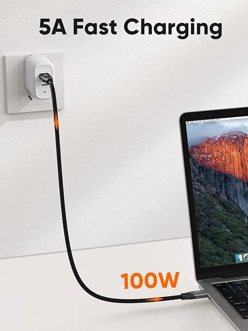 CableCreation 100W USB C to C Cable 1FT, 10Gbps USB 3.2 Gen2 Data Cable, Fast Charging Cable for Android Auto, Type C Cord for USB C External SSD MacBook iPad Galaxy S24/S23+, iPhone 15/16, Pixel,0.3m