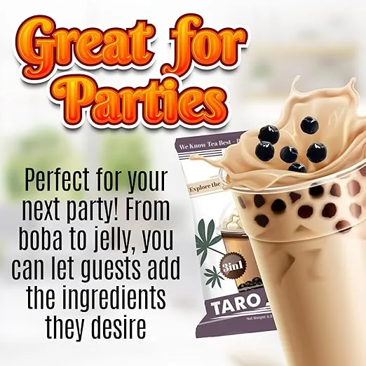 Ultimate DIY Bubble Tea Kit - 6 Flavors with Taro, Lychee, Coconut, Mango, Milk Tea, and Thai Tea - Makes 36 Drinks with Straws and Authentic Boba