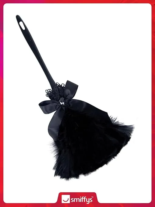 Smiffy's Black Feather Duster with Black Jewel, Gothic Maid and Witch Accesory