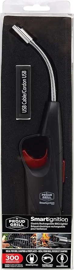 Proud Grill Smartignition Rechargeable Lighter | Electric Grill Lighter | Heavy Duty Butane Free Long Neck Lighter | Ideal for BBQ and Gas Appliance Lighter | Smartigniton USB Technology