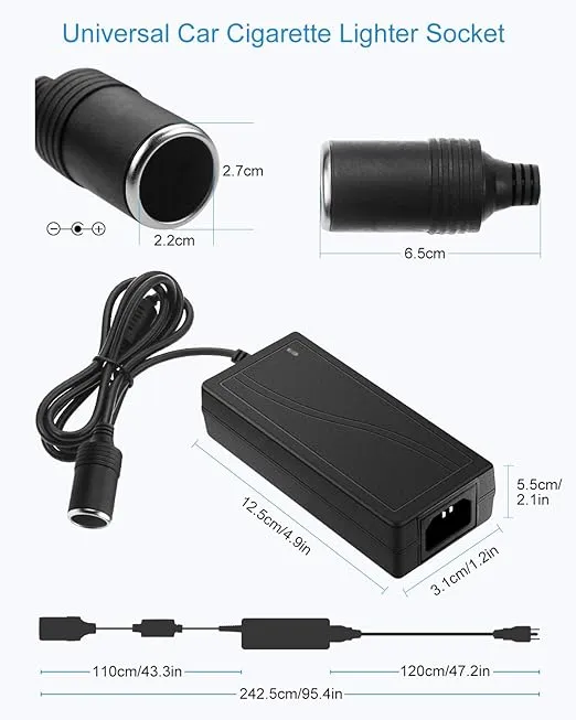 ALITOVE AC to DC Converter 12V 5A 60W 100-240V to 12V Car Cigarette Lighter Socket AC/DC Power Adapter Power Supply for Car Vacuum Cleaner Car Fan Car MP3 Other Car Devices Under 60W