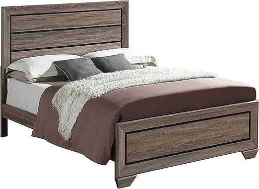 Coaster Home Furnishings Kauffman Transitional 4-Piece Bedroom Set Queen Size Panel Bed Frame 54-inch Headboard Washed Taupe 204191Q-S4