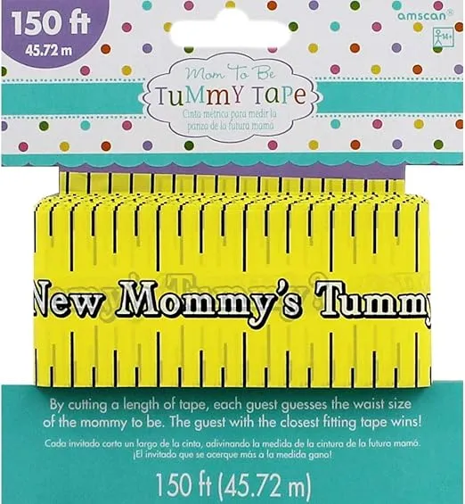 Amscan Delightful Tummy Measure Game Baby Shower Party Novelty Favors, 2in x 150ft, Yellow
