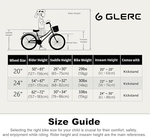 Missy 20" 24" 26" inch Girl Cruiser 6-Speed Hybrid City Bicycle for Youth Over 6 Years Old with Wicker Basket & Lightweight, Multiple Colors