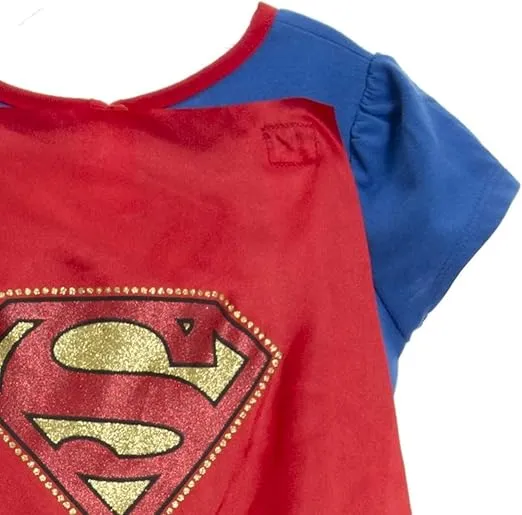 WARNER BROS Justice League Supergirl Batgirl Costume Dress Leggings Cape and Headband 4 Piece Set Newborn to Big Kid