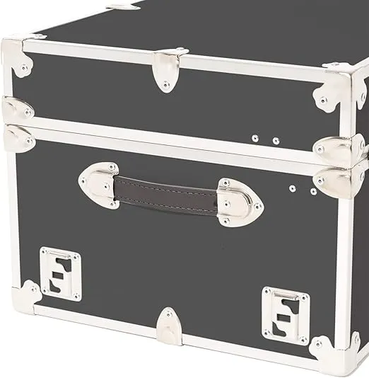 Rhino Trunk & Case Large Armor College Trunk with Removeable Wheels, Secure Dorm Storage Chest, Ideal Footlocker for Students, Strong Trunks 1000+ Pounds Sitting Capacity 32"x18"x14" (Slate)
