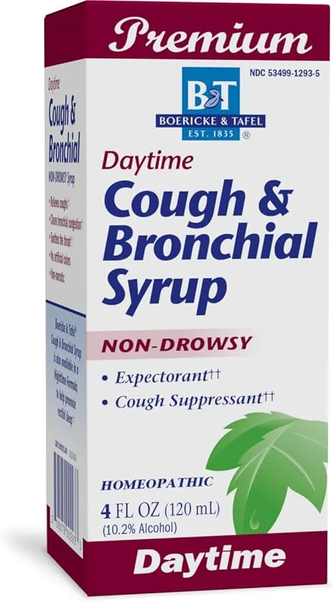 Nature's Way Boericke & Tafel Daytime Cough & Bronchial Syrup, Cough Suppressant†† & Expectorant††, Non-Drowsy, 4 Fl. Oz