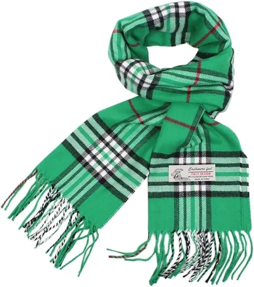 TZ Promise Tartan Plaid Cashmere Feel Classic Soft Luxurious Winter Scarf For Men Women