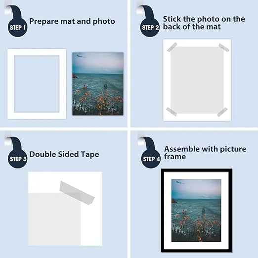 Mat Board Center, Pack of 10, 20x24 for 16x20 White Photo Picture Mats - Acid Free, 4-ply Thickness, White Core - for Pictures, Photos, Framing