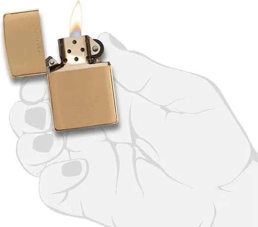 Zippo Solid Pocket Lighter, Brushed Brass with Solid Brass