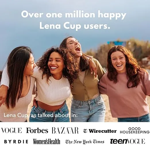 Lena Sensitive Menstrual Cups, Soft Reusable Period Cup, Tampons,Period Underwear and Menstrual Pads Alternative, Feminine Care, FSA Eligible, Silicone Menstrual Cup, Made in USA, Large, Coral
