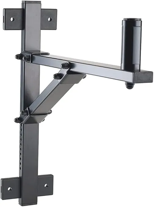 K&M Konig & Meyer 24110.000.55 Wall Mount Screw-On Speaker Bracket | 11 Tilt Positions | Patented Sturdy Bearing-Anchors | Easy Install | Extension Arm | Load Max. 110 lbs | German Made | Black