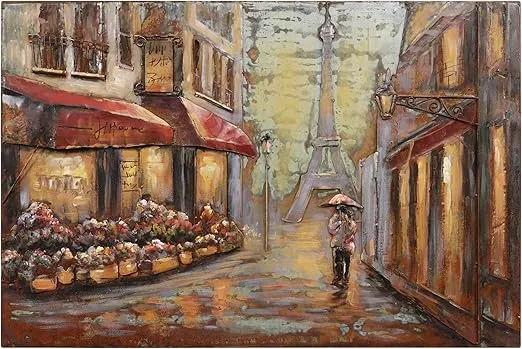 Empire Art Direct Solo in Paris Mixed Media Iron Hand Painted Dimensional Wall Art Ready to Hang, 32" x 48" x 2.0"