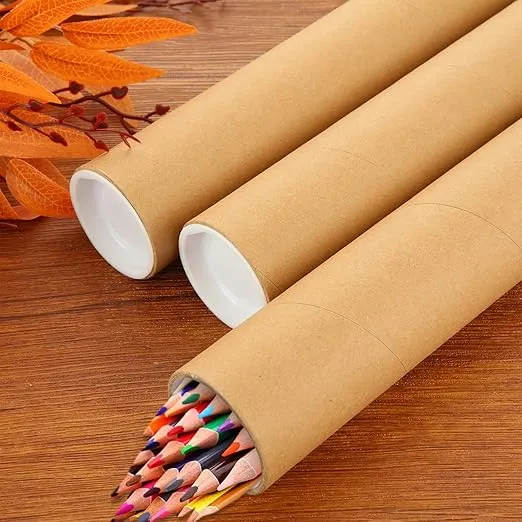 12 Pack Mailing Tubes with Caps, 2x15 Inch Kraft Paper Poster Tube for Shipping, Packing, Bulk Round Packaging, Cardboard Mailers, Art Prints, Maps, Blueprint (Brown)