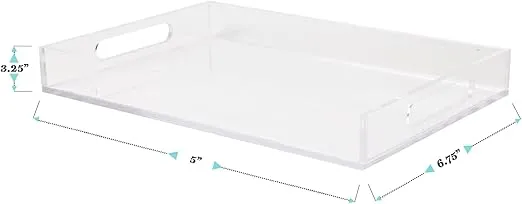 Martha Stewart Brody Acrylic Letter Tray, Letter Organizer Desk Tray, File Organizer Tray for Magazines, Folders, Notebooks, Desk Accessories, 12.75" x 8.75", Clear
