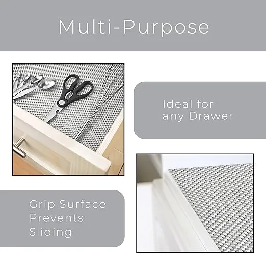 Smart Design Premium Grip Shelf Liner – 12in x 20ft – Non-Adhesive Drawer Liner with Strong Grip Helps Protect and Personalize Your Home Organization and Storage – Cool Gray