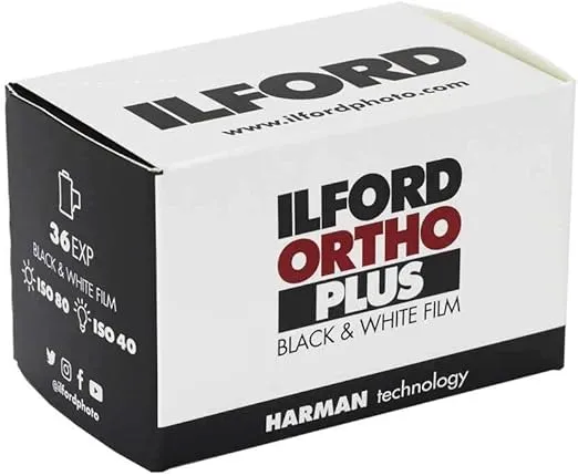 Ilford Ortho Plus 35mm Black and White Negative Film Roll, 36 Exposures